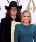 Cade Foehner and Gabby Barrett on the red carpet at the 2021 CMA Awards