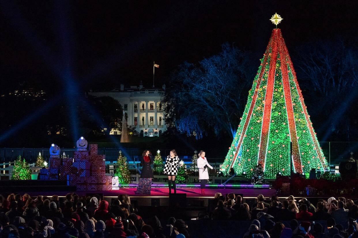 Spensha Baker, Abby Anderson, and Gabby Barrett singing "Rockin' Around The Christmas Tree"

