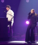 Gabby Barrett and Charlie Puth performing at the 2020 CMA Awards