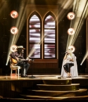 Gabby Barrett performing with Cade Foehner at the Ryman Auditorium in Nashville on the 55th Academy of Country Music Awards