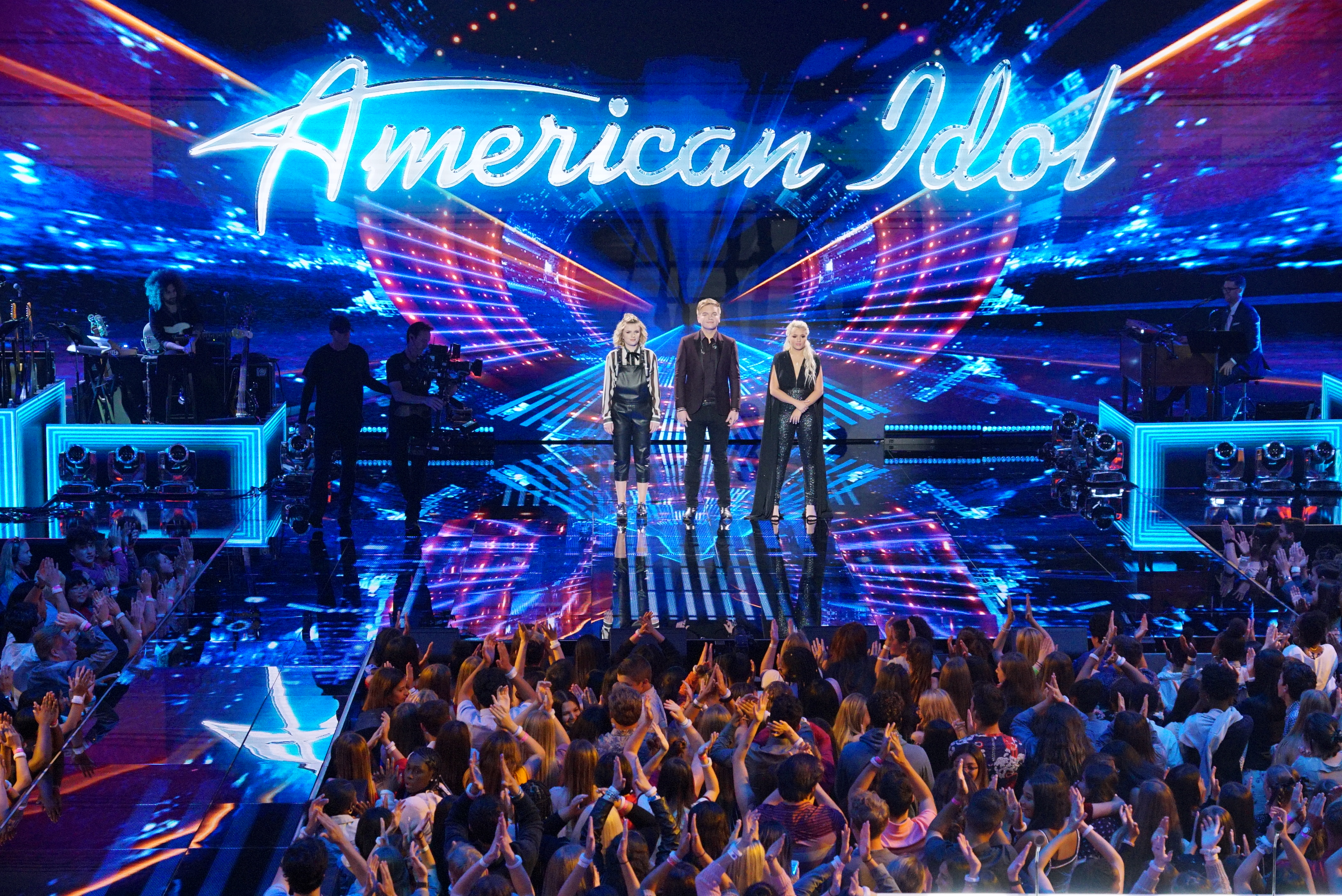 Maddie Poppe, Caleb Lee Hutchinson, and Gabby Barrett on American Idol which aired on ABC on May 20, 2018.
Photo credit: American Idol
