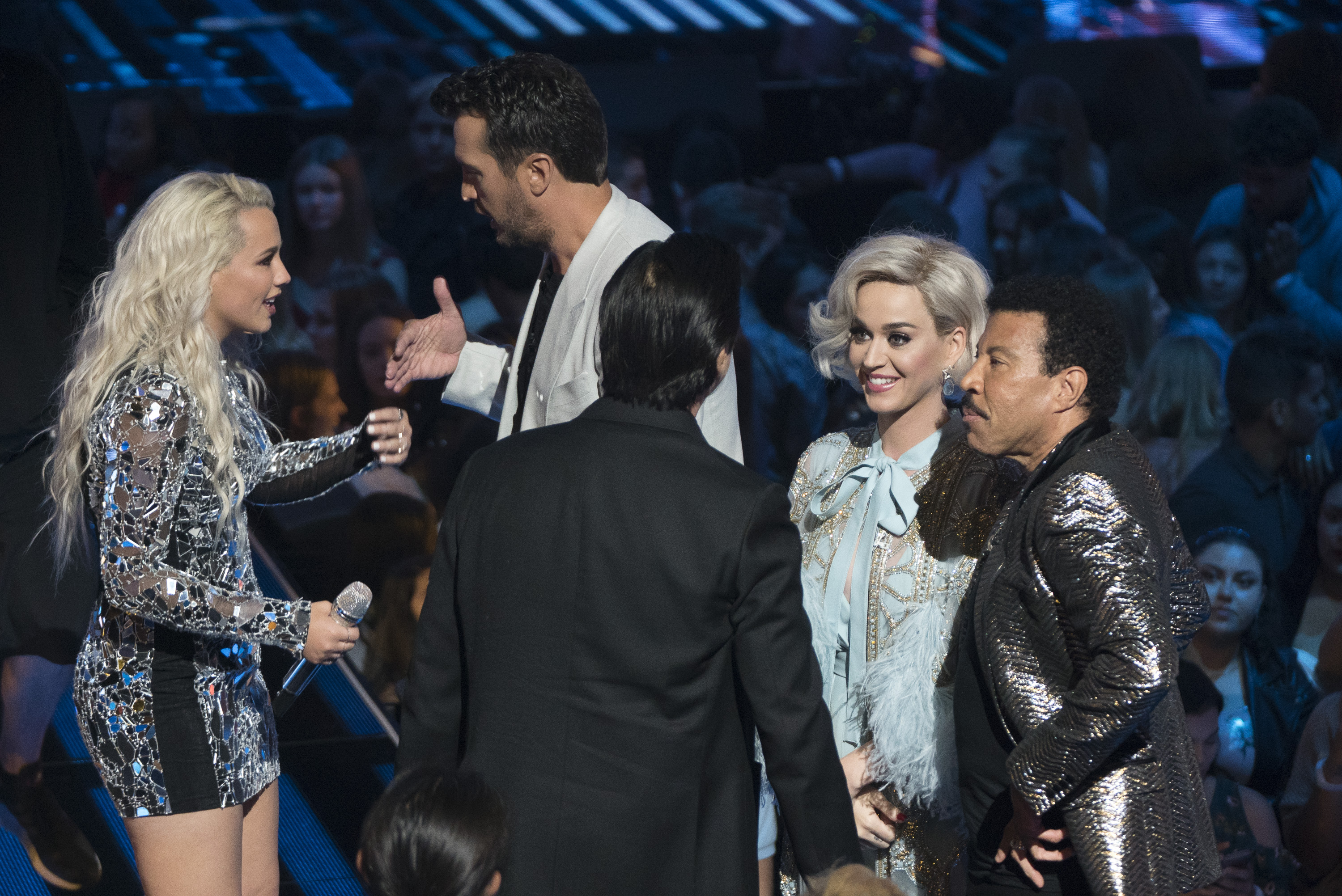 Katy Perry, Lionel Richie, Steve Perry, Gabby Barrett, and Luke Bryan on American Idol which aired on ABC on May 20, 2018.
Photo credit: American Idol
