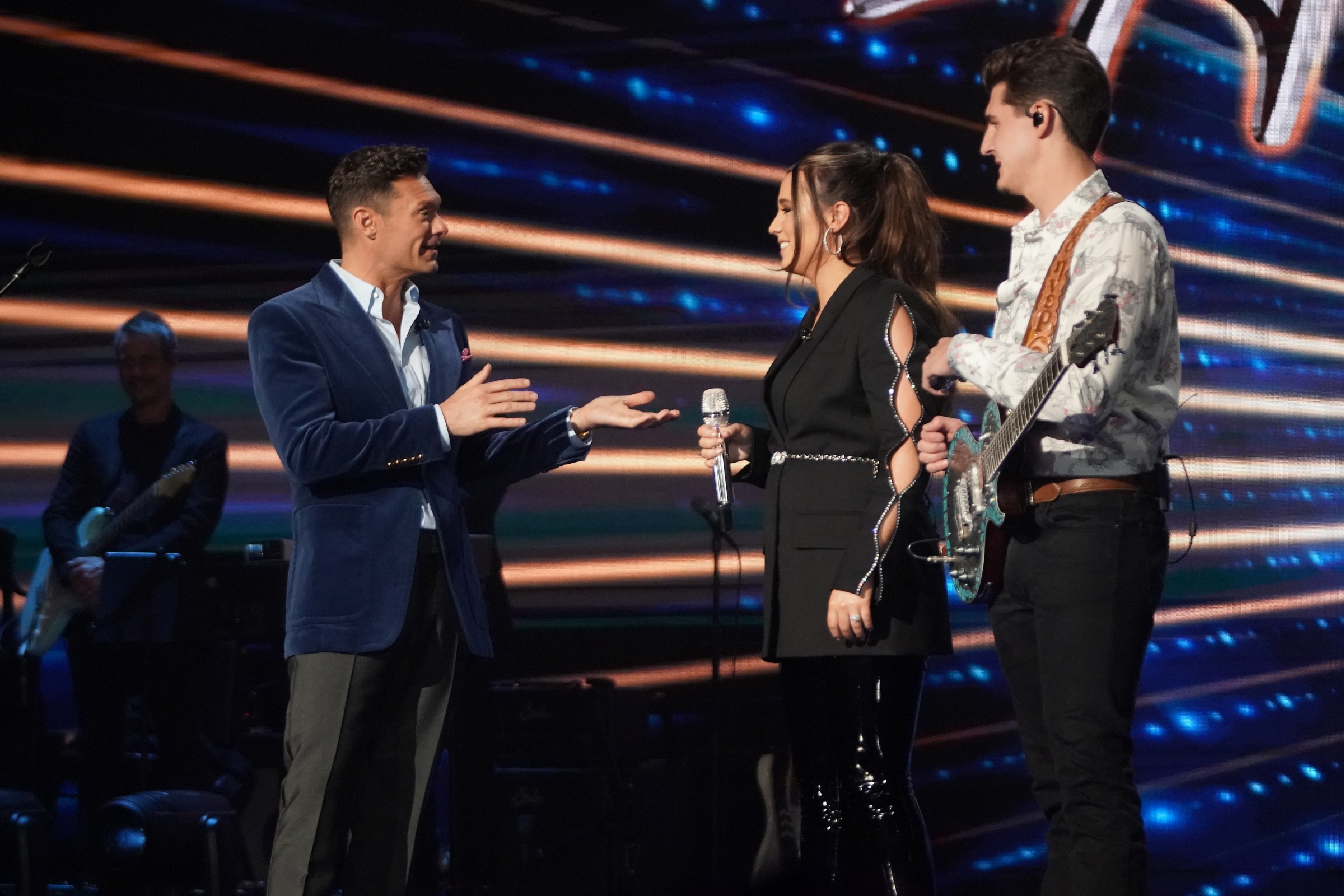 Ryan Seacrest, Gabby Barrett, and Cade Foehner during the American Idol Grand Finale on May 22, 2022.
